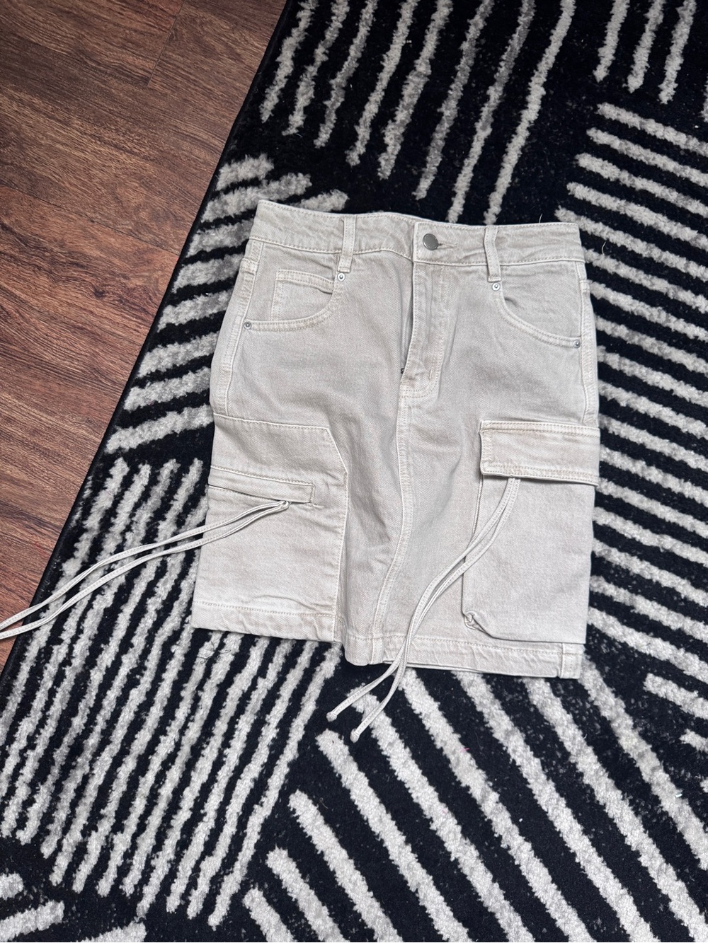 Women's Beige Cargo Mini Skirt - Neutral Utility Style